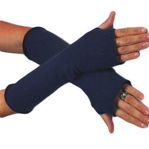 Navy Blue Fleece Arm Warmers Texting Gloves Winter Fall Women's Men's Casual